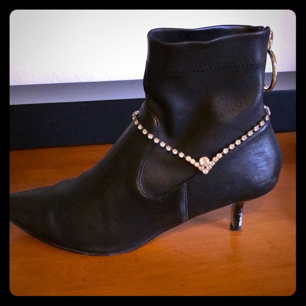Pair of crystal boot bracelets.